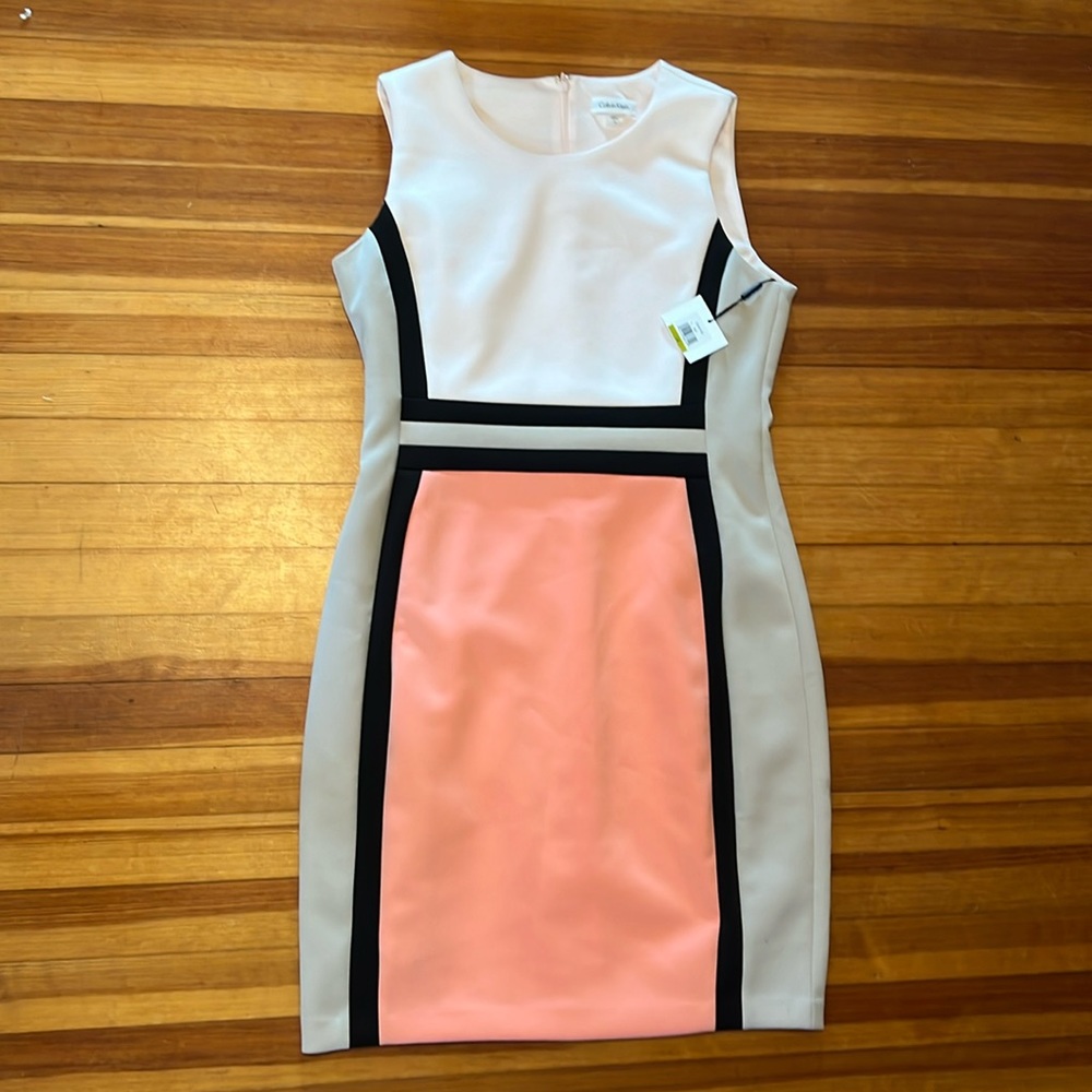 NWT Calvin Klein color blocked scuba dress